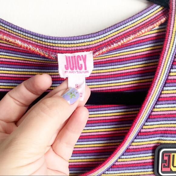 Juicy by Juicy Couture Knit Rainbow Striped Ribbed Midi Dress Side Slit Bodycon - Picture 6 of 15